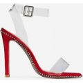 Keely Studded Perspex Heel In Red Faux Suede, Red