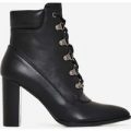 Kenny Lace Up Ankle Boot In Black Faux Leather, Black