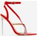 Khloe Diamante Pointed Perspex Heel In Red Patent, Red