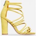 Kingsley Strappy Block Heel In Yellow Faux Suede, Yellow