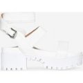 Kira Chunky Sandal In White Faux Leather, White