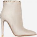 Kori Studded Detail Ankle Boot In Nude Faux Suede, Nude