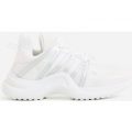 Nikki Wave Sole Trainer In White And Silver, White