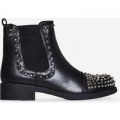 Terri Studded Detail Chelsea Boot In Black Faux Leather, Black