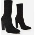 Leah Shimmer Black High Ankle Boot, Black