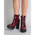 Legassy Platform Ankle Boots Patent, Burgundy