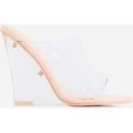 Lemonade Perspex Wedge Peep Toe Mule In Nude Patent, Nude