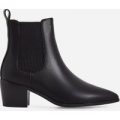Leonie Ankle Chelsea Boot In Black Faux Leather, Black