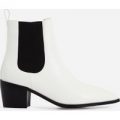 Leonie Ankle Chelsea Boot In White Faux Leather, White