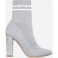 Libbie Striped Sock Boot In Grey Knit, Grey