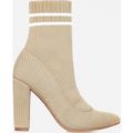 Libbie Striped Sock Boot In Nude Knit, Nude