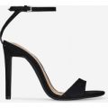 Lilan Barely There Heel In Black Faux Suede, Black