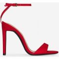 Lilan Barely There Heel In Red Faux Suede, Red