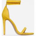 Lilo Lace Up Barely There Heel In Yellow Faux Suede, Yellow
