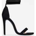 Lilo Lace Up Barely There Heel In Black Faux Suede, Black