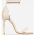 Lilo Lace Up Barely There Heel In Nude Faux Suede, Nude