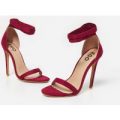 Lilo Lace Up Barely There Heel In Fuchsia Faux Suede, Pink