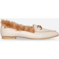 Lori Faux Fur Lined Loafer In Nude Faux Leather, Nude