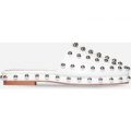 Lulu Studded Flat Mule In White Faux Leather, White