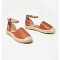 Belfast Studded Espadrille In Tan Faux Leather, Brown