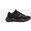 Kane Chunky Sole Mesh Trainer In Black Faux Suede, Black