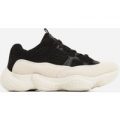 Kane Chunky Sole Mesh Trainer In Black and Nude Faux Suede, Black