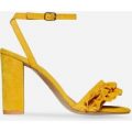Macey Frill Detail Block Heel In Yellow Faux Suede, Yellow