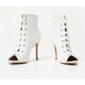 Mada Lace Up Ankle Boot In White Denim, White
