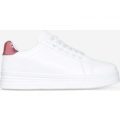 Maha Trainer With Rose Gold Heel Tab In White Faux Leather, White
