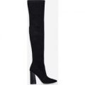 Malo Over The Knee Long Boot In Black Faux Suede, Black
