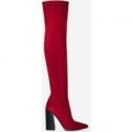 Malo Over The Knee Long Boot In Burgundy Faux Suede, Red