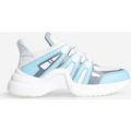 Marisa Wave Sole Trainer In White And Blue Faux Leather, White