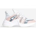 Marisa Wave Sole Trainer In White And Pink Faux Leather, White