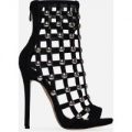 Marlow Studded Heel In Black Faux Leather, Black