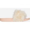 Mason Nude Rubber Slider With Fluffy Trim, Nude