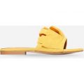 Matrix Frill Detail Slider In Yellow Faux Suede, Yellow