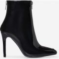 Maxwell Double Zip Detail Ankle Boot In Black Patent, Black
