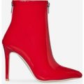 Maxwell Double Zip Detail Ankle Boot InRed Patent, Red
