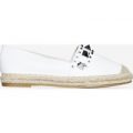 Lia Studded Detail Espadrille In White Faux Leather, White