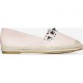 Lia Studded Detail Espadrille In Pink Faux Leather, Pink