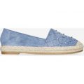 Rio Studded Detail Espadrille In Blue Faux Suede, Blue