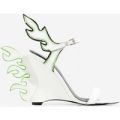 Flame Wedge Heel In White Patent, White