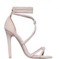 Reign Knotted Lace Up Heel In Nude Faux Suede, Nude