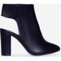 Athen Cut Out Ankle Boot In Black Faux Leather, Black