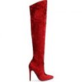 Amber Velvet Burgundy Long Boot, Red
