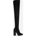 Holly Black Over The Knee Boot In Faux Suede, Black