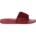 farrah rubber slider with faux fur trim in Burgandy, Red