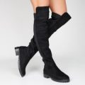 Latoya Knee High Boots In Black Faux Suede, Black