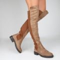 Latoya Knee High Boots In Mocha Faux Suede, Brown