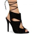 Samantha Black Faux Suede Cut Out Peep Toe Heels, Black